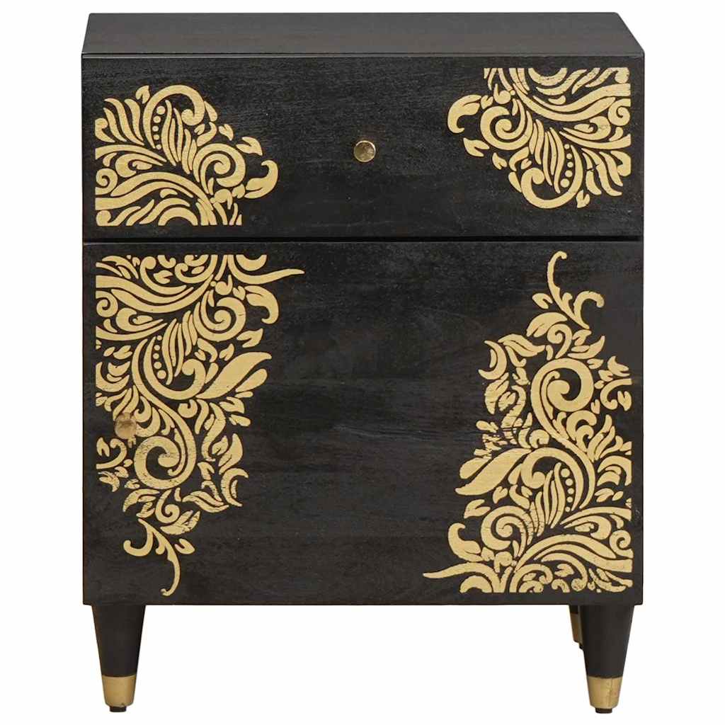 vidaXL Bedside Cabinet with Door with Drawer Black 50 x 33 x 60 cm 3