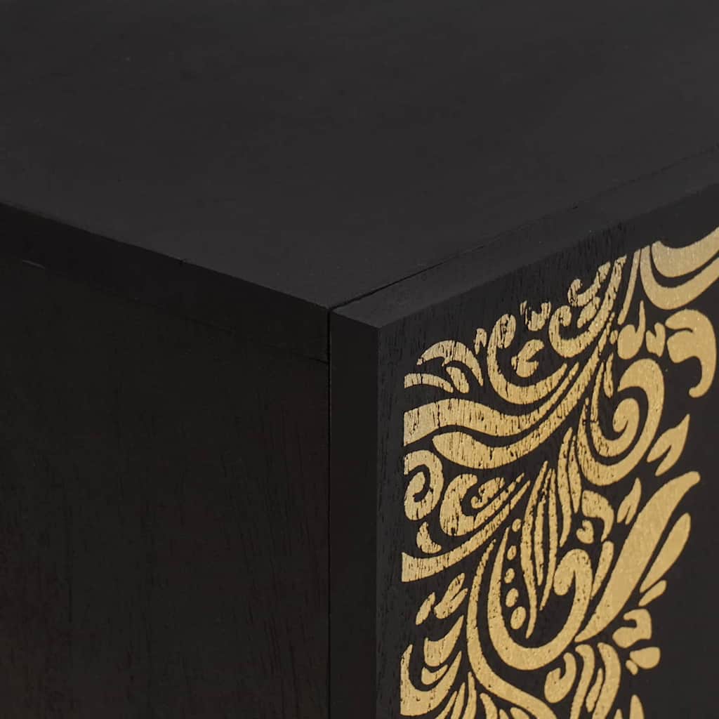TV Cabinet with Drawer Black Solid Mango Wood, image 6