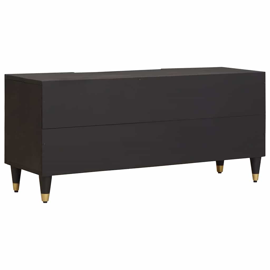 TV Cabinet with Drawer Black Solid Mango Wood, image 5