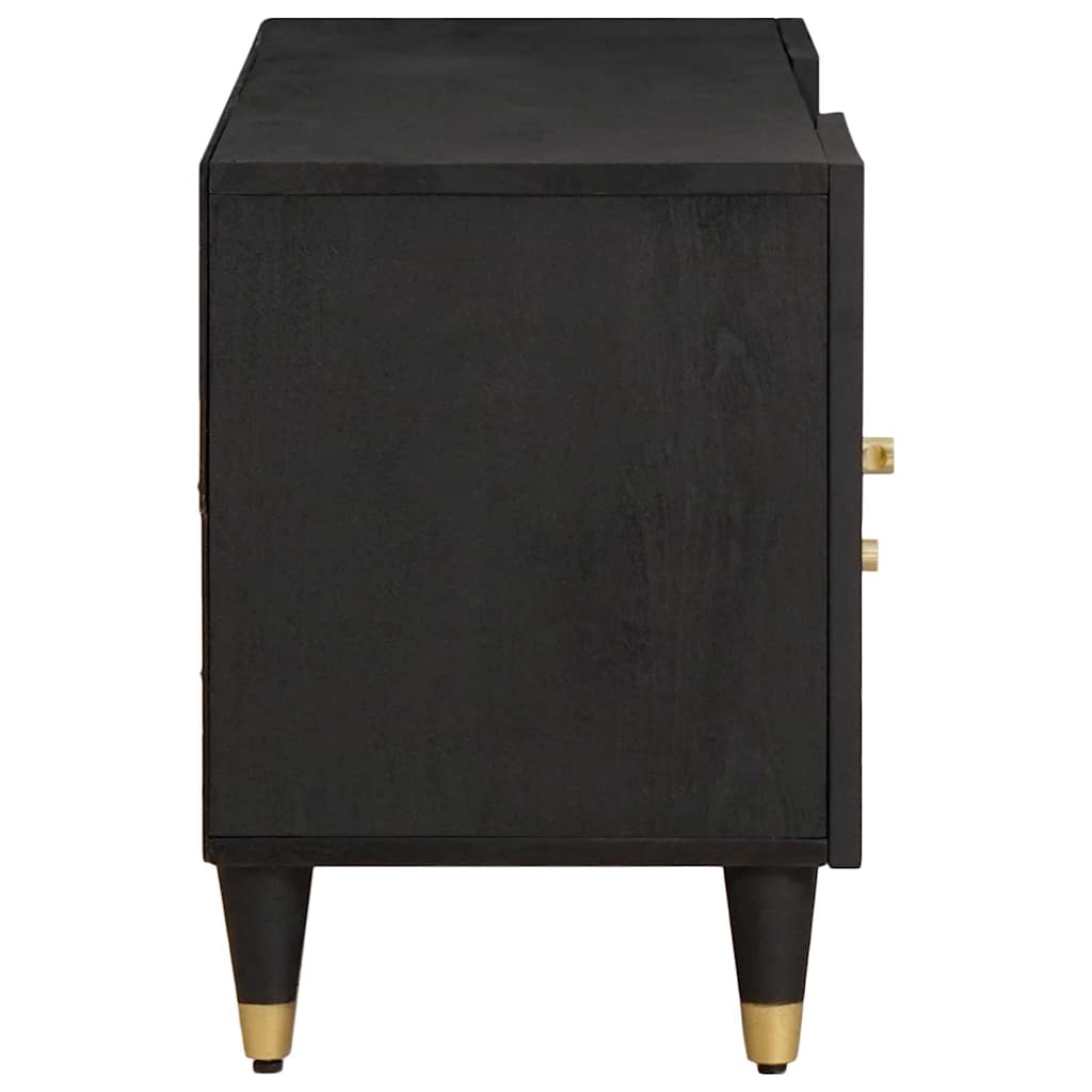 TV Cabinet with Drawer Black Solid Mango Wood, image 4
