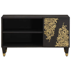 vidaXL TV Cabinet Black 80 x 33 x 46 cm Solid Mango Wood 3