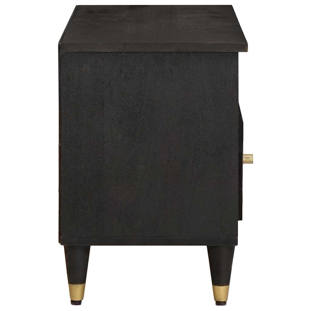 TV Cabinet with Drawer Black Solid Mango Wood, image 4