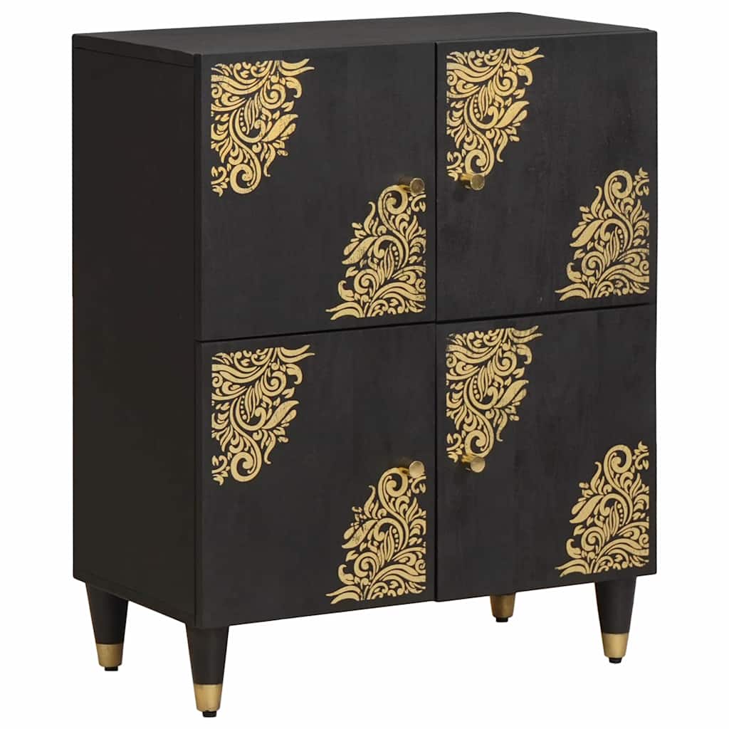 vidaXL Sideboard with Shelf Black 60 x 33 x 75 cm Solid Mango Wood 1