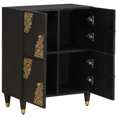 vidaXL Sideboard with Shelf Black 60 x 33 x 75 cm Solid Mango Wood 2