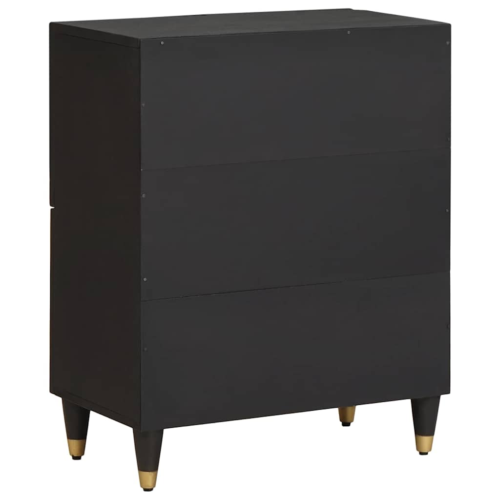 vidaXL Sideboard with Shelf Black 60 x 33 x 75 cm Solid Mango Wood 5