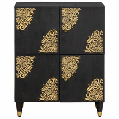 vidaXL Sideboard with Shelf Black 60 x 33 x 75 cm Solid Mango Wood 3