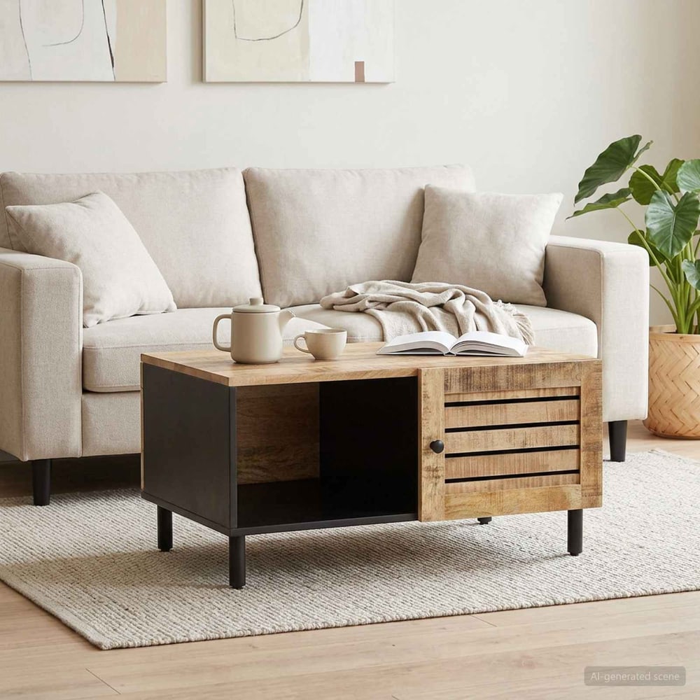 vidaXL Coffee Table Natural 80 x 50 x 40 cm Solid Mango Wood 1