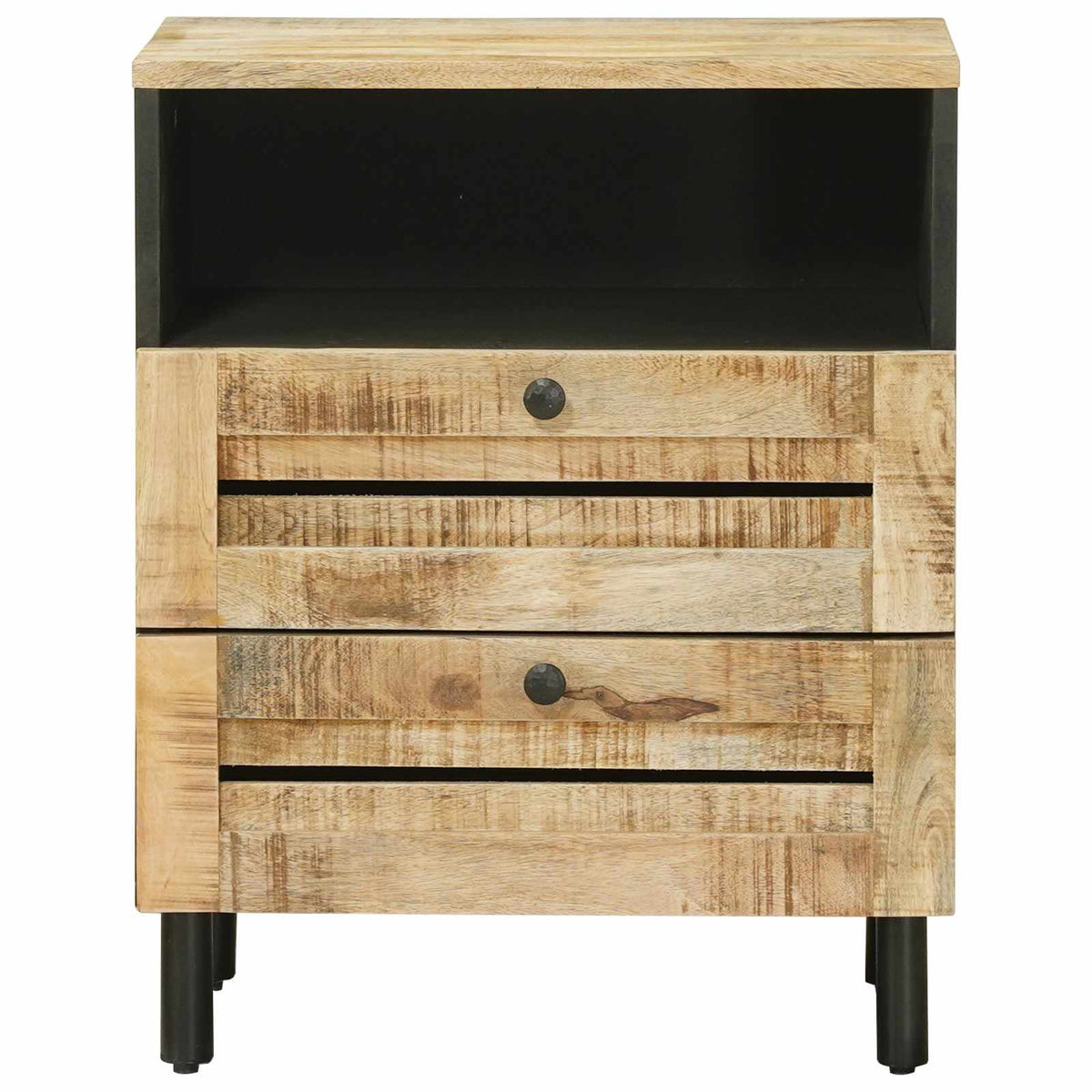vidaXL Bedside Table Brown and Black 50 x 33 x 60 cm Solid Mango Wood 4