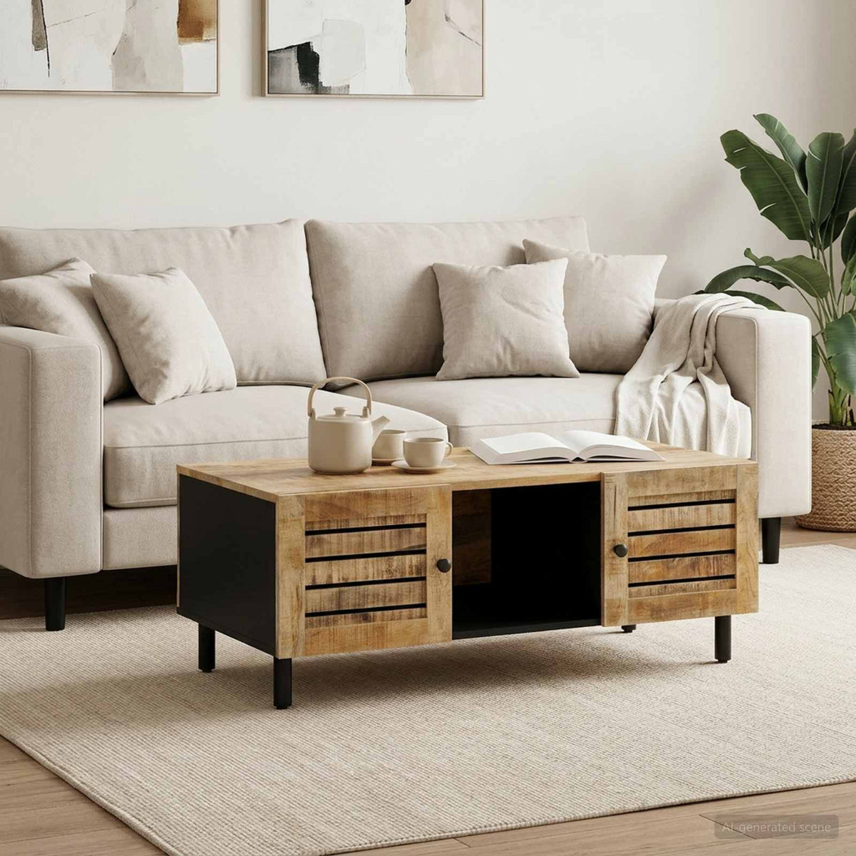 vidaXL Coffee Table Natural 100 x 54 x 40 cm Solid Mango Wood 1