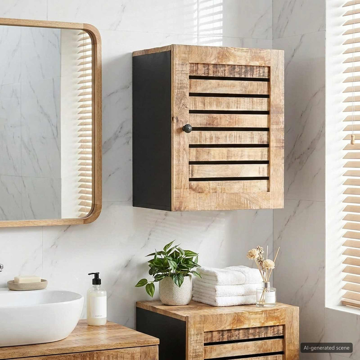 vidaXL Hanging Cabinet with Storage Brown and Black 38 x 33 x 48 cm 1