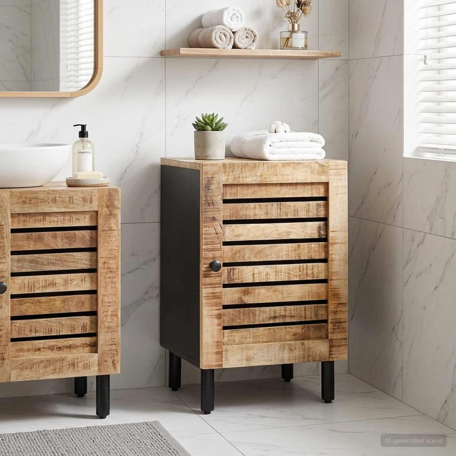 vidaXL Bathroom Cabinet with Storage Brown and Black 38 x 33 x 58 cm 1