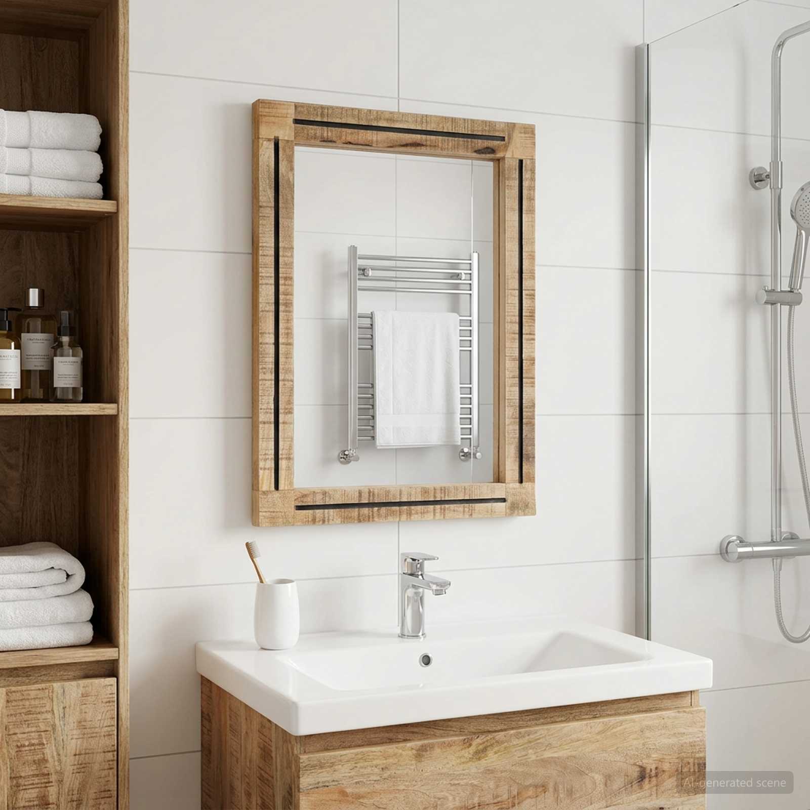 vidaXL Mirror Wall-mounted Brown and Black 70 x 50 x 3 cm Glass 1
