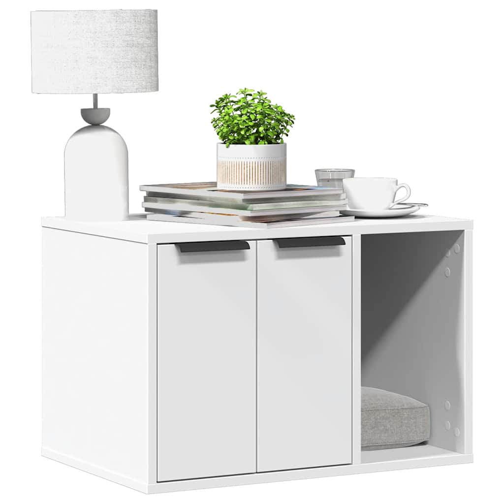 Cat Litter Box Enclosure 60x40x40 cm Engineered Wood Right-side Door White