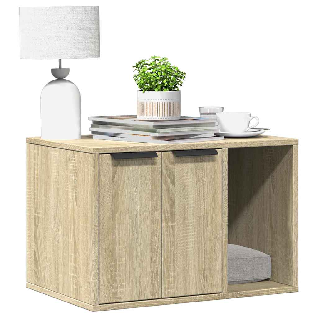 Cat Litter Box Enclosure 60x40x40 cm Engineered Wood Right-side Door Sonoma oak