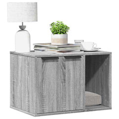 Cat Litter Box Enclosure 60x40x40 cm Engineered Wood Right-side Door Grey sonoma