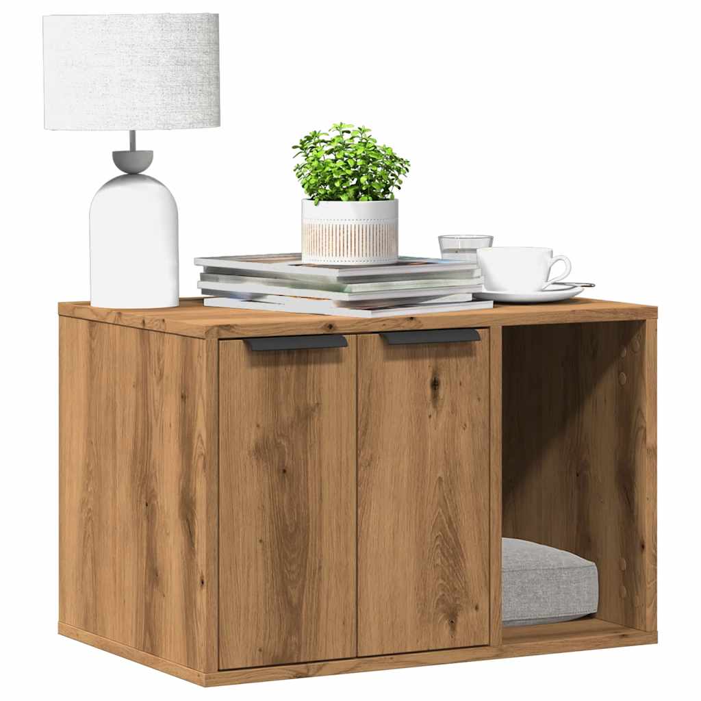 Cat Litter Box Enclosure 60x40x40 cm Engineered Wood Right-side Door Oak