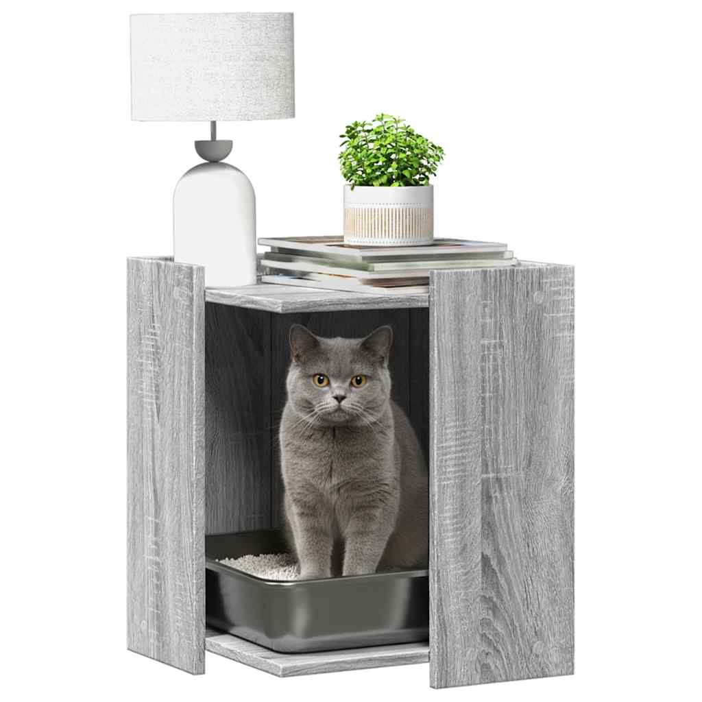 Cat Litter Box Enclosure Engineered Wood Grey sonoma 42 cm 42 cm