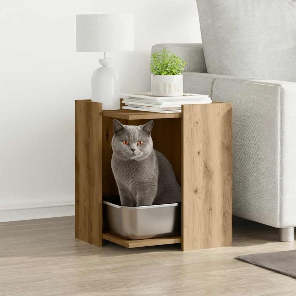 vidaXL Cat Litter Box Enclosure Artisan Oak 42 x 42 x 51 cm 1