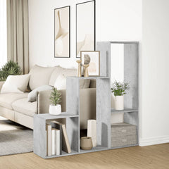 vidaXL Room Divider Bookcase 3-Tier Concrete Grey 123x29x123 cm Engineered Wood 4