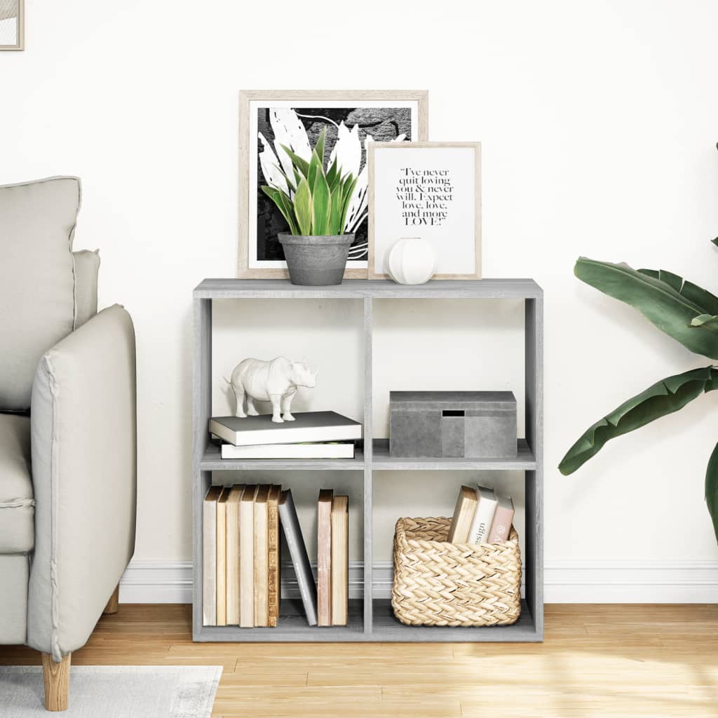 vidaXL Room Divider Bookcase Grey Sonoma 69,5x29x69,5 cm Engineered Wood 3