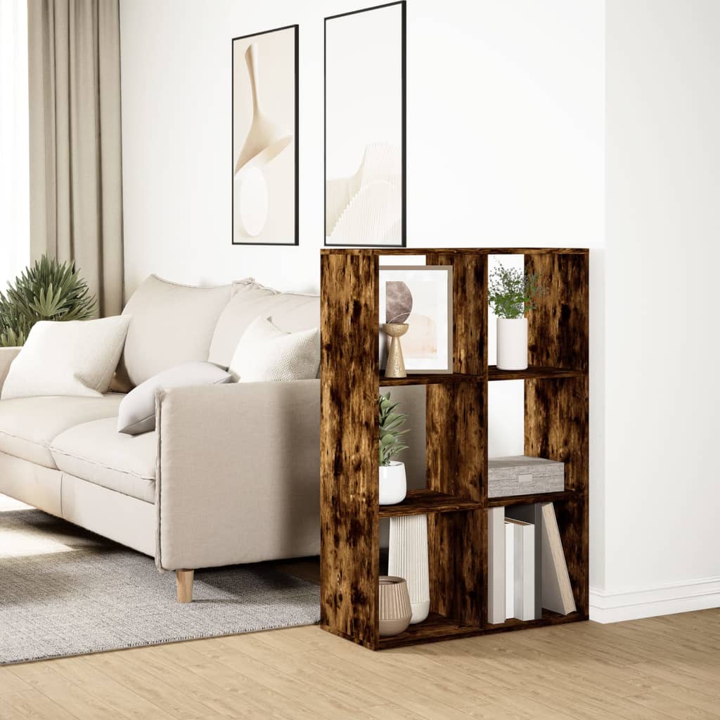 vidaXL Room Divider Bookcase Smoked Oak 69,5x29x103,5 cm Engineered Wood 4