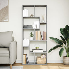vidaXL Room Divider Bookcase Concrete Grey 67x25x161.5 cm Engineered Wood 3