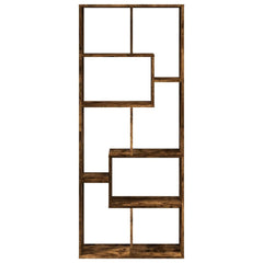 vidaXL Room Divider Bookcase Smoked Oak 67x25x161.5 cm Engineered Wood 5