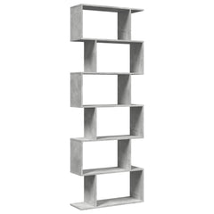 vidaXL Room Divider Bookcase 6-Tier Concrete Grey 70x24x193 cm Engineered Wood 2