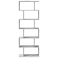 vidaXL Room Divider Bookcase 6-Tier Concrete Grey 70x24x193 cm Engineered Wood 5
