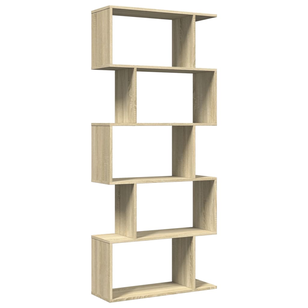 vidaXL Room Divider Bookcase 5-Tier Sonoma Oak 70x24x161 cm Engineered Wood 2