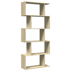 vidaXL Room Divider Bookcase 5-Tier Sonoma Oak 70x24x161 cm Engineered Wood 2