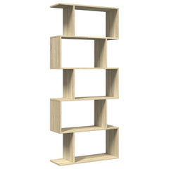 vidaXL Room Divider Bookcase 5-Tier Sonoma Oak 70x24x161 cm Engineered Wood 6