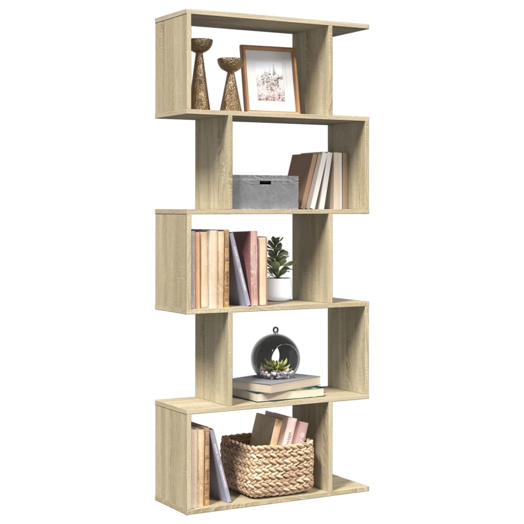 vidaXL Room Divider Bookcase 5-Tier Sonoma Oak 70x24x161 cm Engineered Wood 1