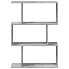 vidaXL Room Divider Bookcase 3-Tier Concrete Grey 70x24x97 cm Engineered Wood 3