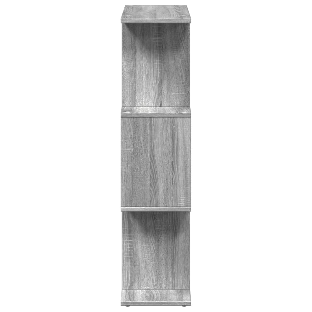 vidaXL Room Divider Bookcase 3-Tier Grey Sonoma 70x24x97 cm Engineered Wood 4