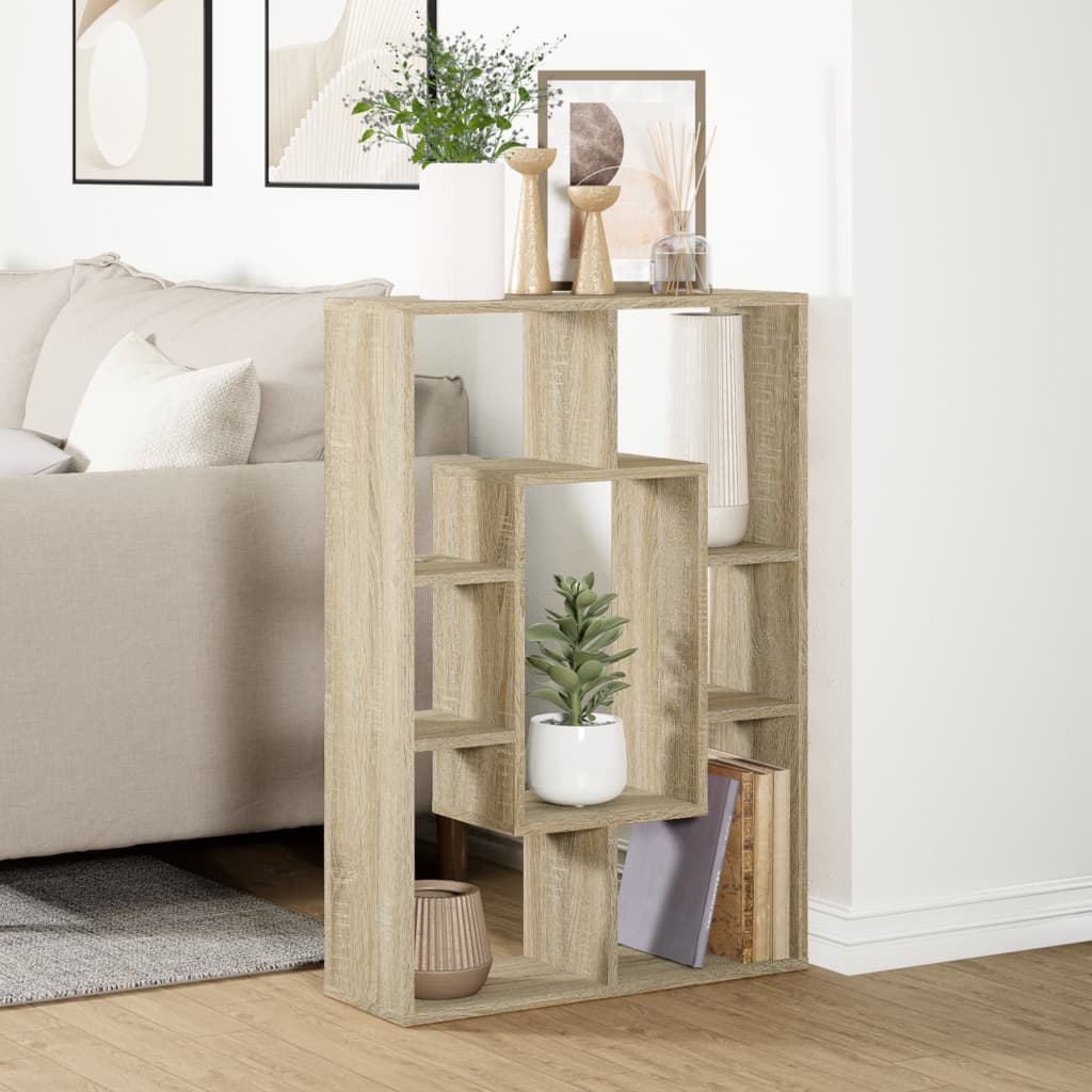 vidaXL Bookcase Sonoma Oak 63x20x90 cm Engineered Wood 4