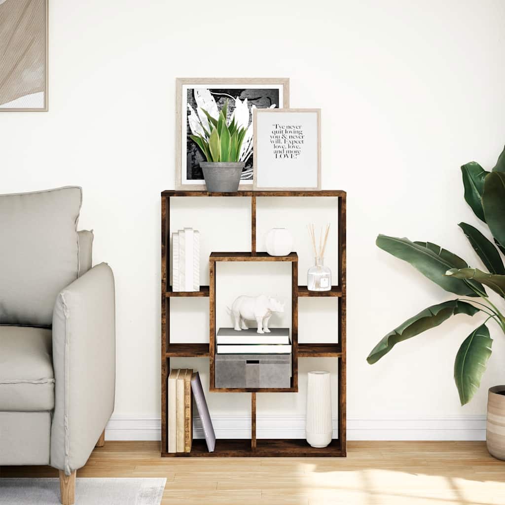 vidaXL Bookcase Smoked Oak 63x20x90 cm Engineered Wood 3