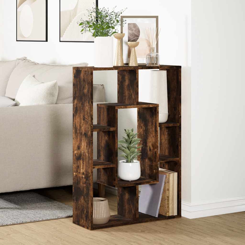 vidaXL Bookcase Smoked Oak 63x20x90 cm Engineered Wood 4