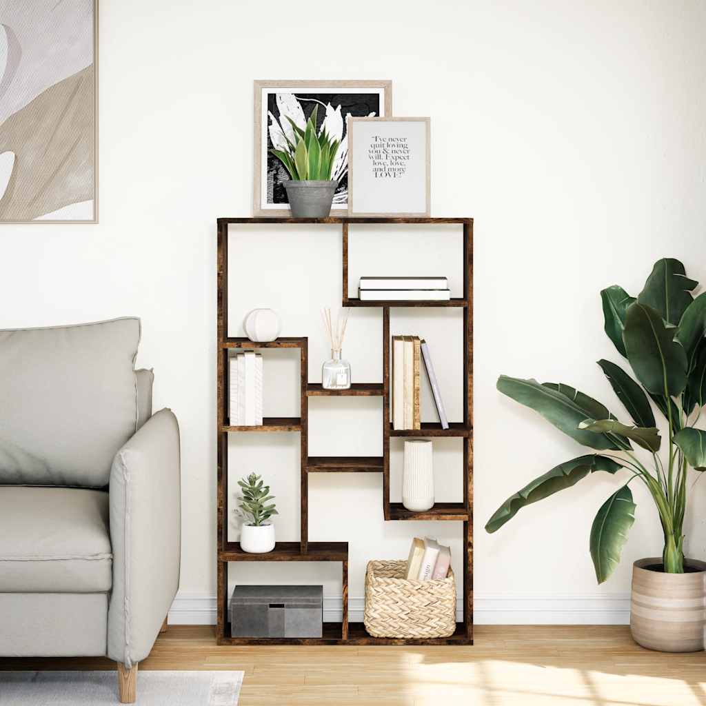 vidaXL Bookcase Smoked Oak 72x20x120,5 cm Engineered Wood 3