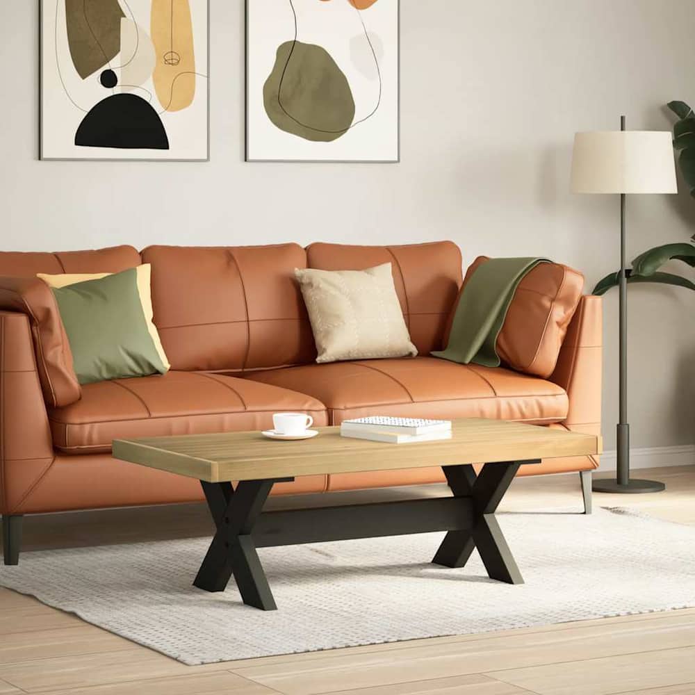 Coffee Table NOAIN 119 x 60 x 40 cm Solid Pine Wood Natural X shape