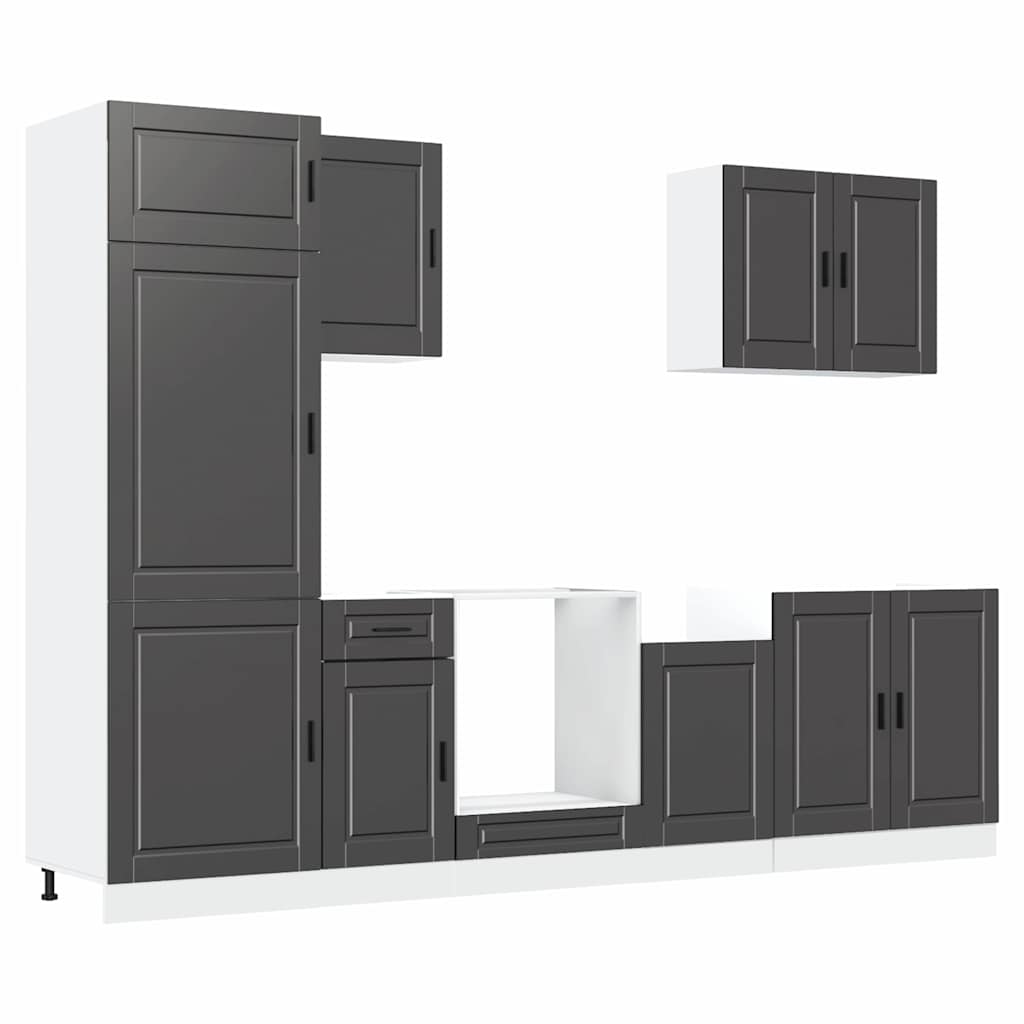 7 Piece Kitchen Cabinet Set "Porto" Engineered Wood Black
