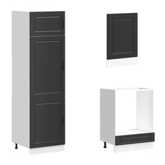 7 Piece Kitchen Cabinet Set "Porto" Engineered Wood Black