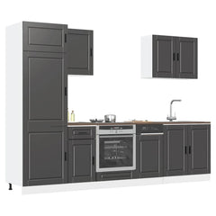 7 Piece Kitchen Cabinet Set "Porto" Engineered Wood Black