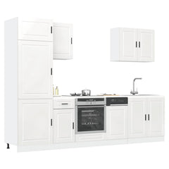 7 Piece Kitchen Cabinet Set "Porto" Engineered Wood High gloss white