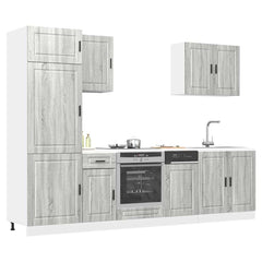 7 Piece Kitchen Cabinet Set "Porto" Engineered Wood Grey sonoma
