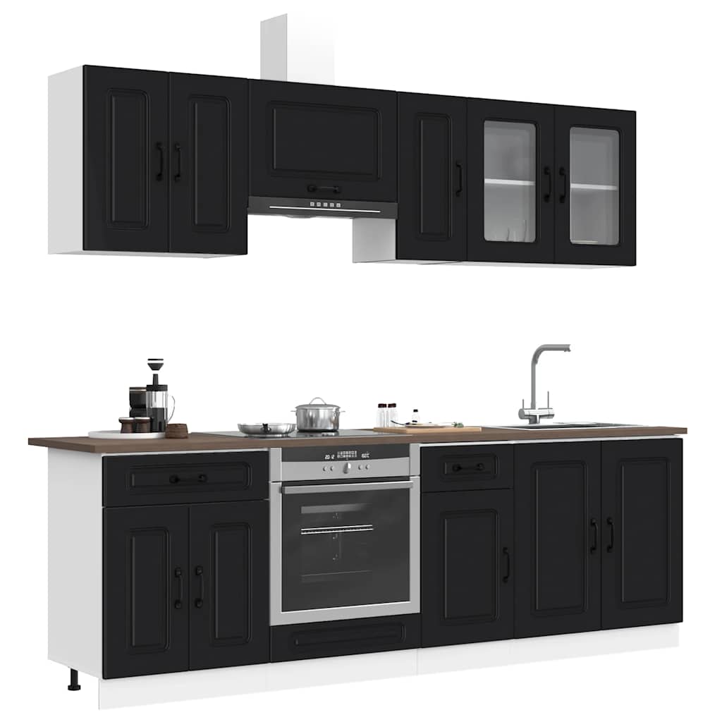 8 Piece Kitchen Cabinet Set "Kalmar" Engineered Wood Black