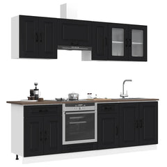 8 Piece Kitchen Cabinet Set "Kalmar" Engineered Wood Black