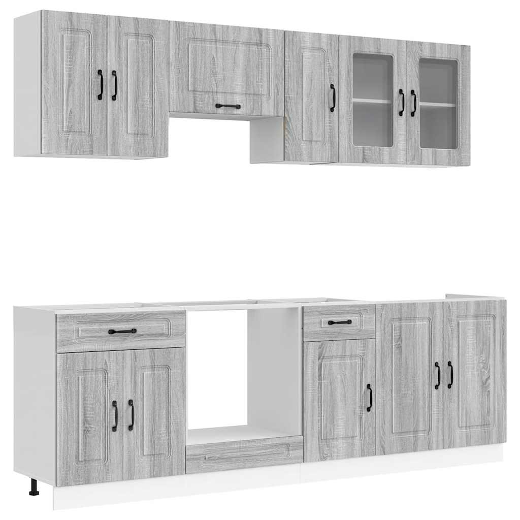 8 Piece Kitchen Cabinet Set "Kalmar" Engineered Wood Grey sonoma