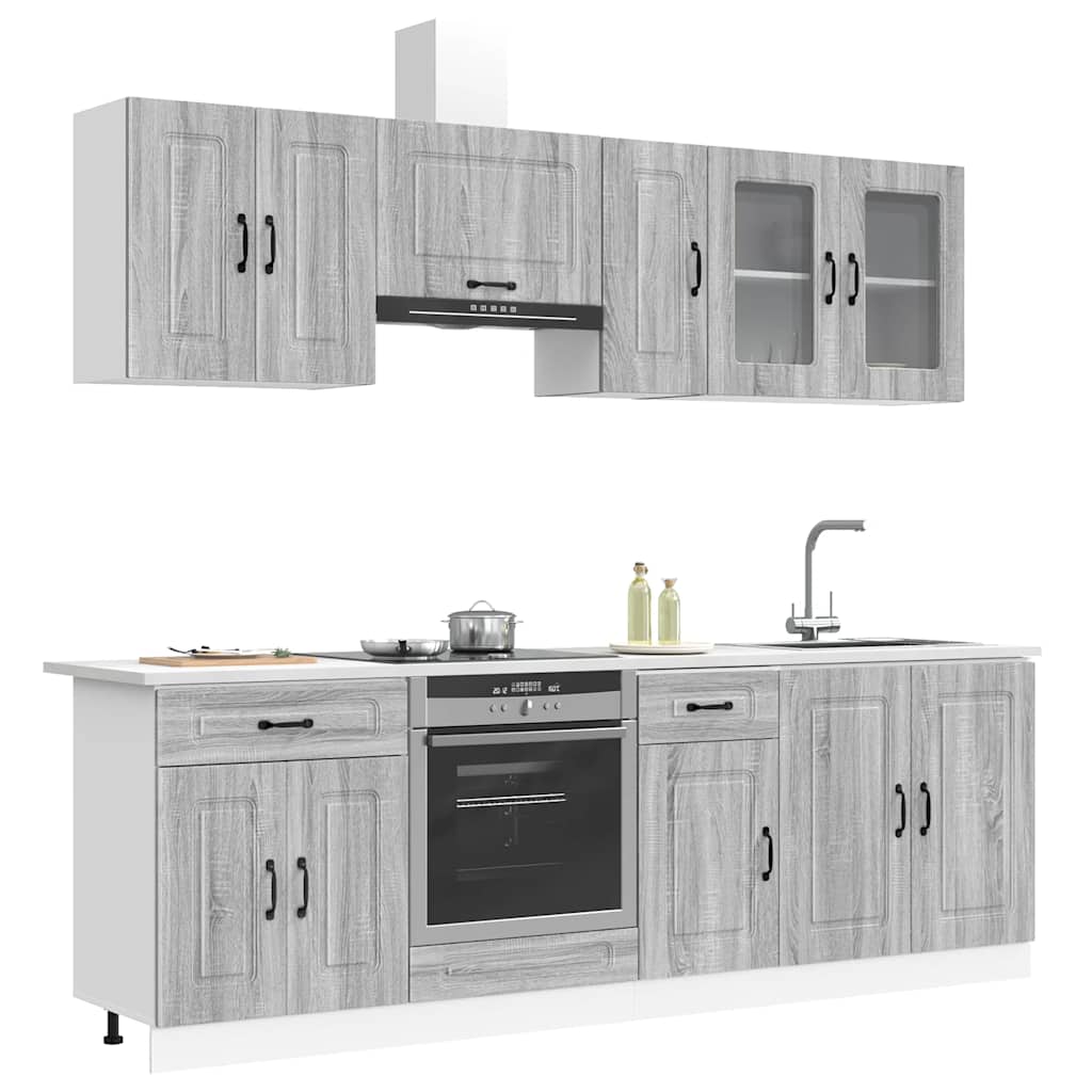8 Piece Kitchen Cabinet Set "Kalmar" Engineered Wood Grey sonoma