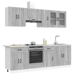 8 Piece Kitchen Cabinet Set "Kalmar" Engineered Wood Grey sonoma